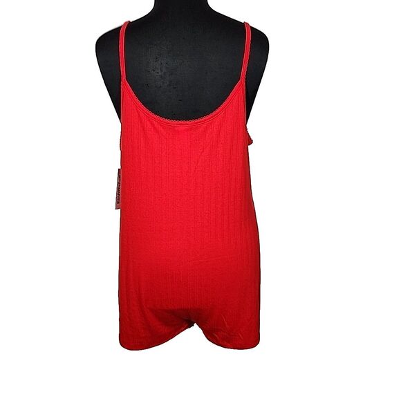 NOBO Red Lightweight Soft Pointelle Knit Sleep Romper Plus Size 2X - Picture 7 of 9